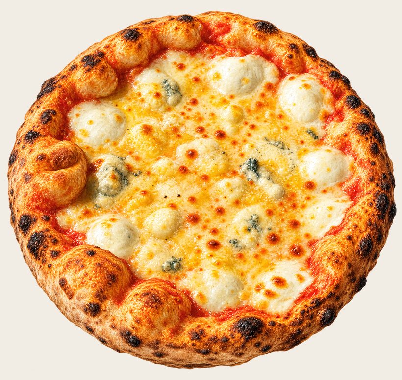 Quattro formaggi — provolone, mozzarella, gorgonzola e parmesão